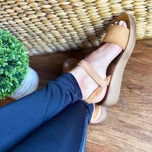 Comfort Vegan Suede Tan Sandals